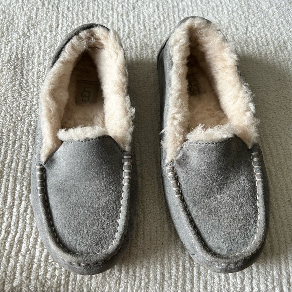 UGG Ansley Water Resistant Suede Wool Lined Slippers Grey
